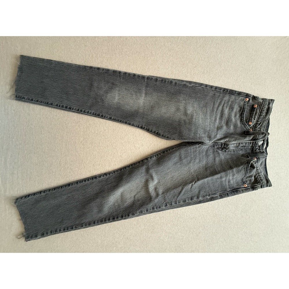 Levis Wedgie Slim High Rise Jeans Charcoal Gray Raw Hem 27x30 2100156436